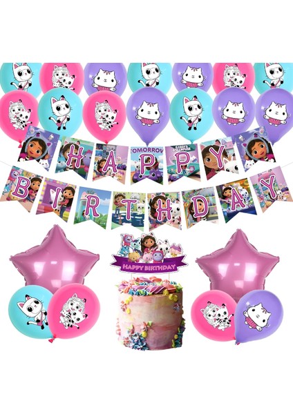 Yeşil Stil Yeni Gabby Dollhouse Kediler Tema Doğum Günü Partisi Malzemeleri Çocuklar Kız Parti Balonları Mutlu Doğum Günü Dekorasyon Seti Şekil Oyuncaklar (Yurt Dışından) modelleri