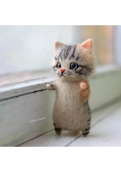 Cat4 Tarzı Kolay Sevimli Dıy Oyuncaklar Yün Keçe Kedi Bitmemiş Peluş Bebek Keçe Hayvan El Yapımı Oyuncak Kitleri Tilki Dıy Malzeme Paketi Benzersiz Kız Hediye (Yurt Dışından)