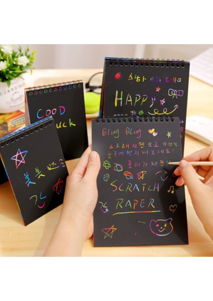 Çok Renkli Stil Kağıt Boyama Dıy Çizim Çocuk Oyuncakları Eğitici Yeni Eğlenceli Doodling Scratch Cadılar Bayramı Renkli Siyah Ahşap Stickdoodling Oyuncaklar (Yurt Dışından)