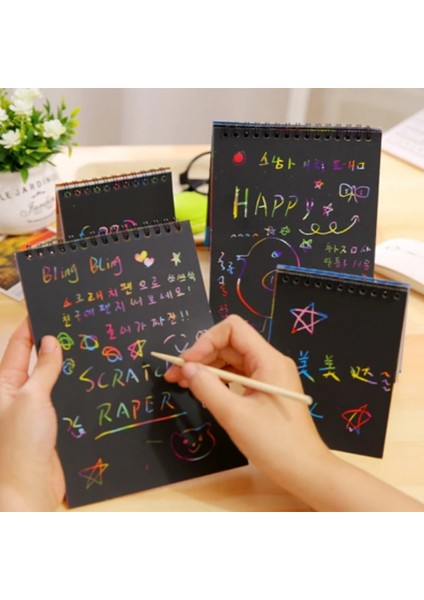 Çok Renkli Stil Kağıt Boyama Dıy Çizim Çocuk Oyuncakları Eğitici Yeni Eğlenceli Doodling Scratch Cadılar Bayramı Renkli Siyah Ahşap Stickdoodling Oyuncaklar (Yurt Dışından)