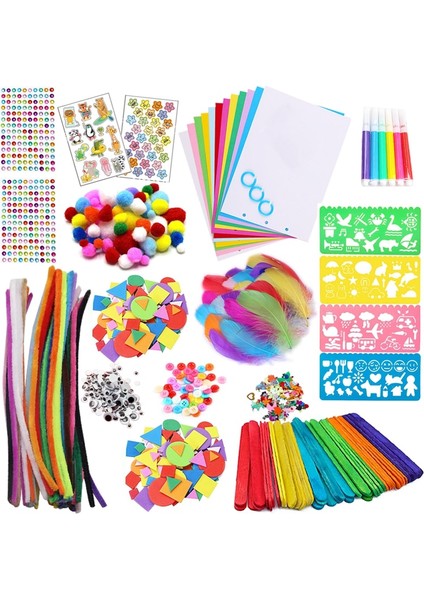 Resim Stili Olarak Renkli Boru Temizleyiciler El Sanatları Kiti Popsicle Peluş Çubukları Ponponlar Çıkartmalar Dıy Sanat Malzemeleri Çocuk Çocuk Montessori Eğitim Oyuncak (Yurt Dışından)