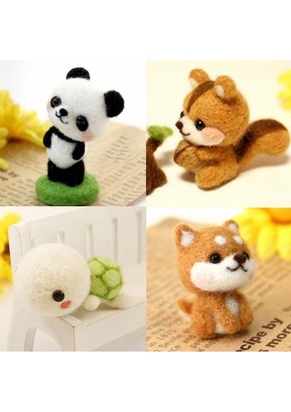 A2 Stili 1 Adet Sevimli Hayvan Koleksiyonu Panda Sincap Kedi Penguen Bitmemiş Keçe Kiti Bebek Yün Keçe Poked Kitting Dıy Keçe Malzemeleri (Yurt Dışından)