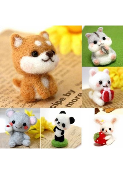 A2 Stili 1 Adet Sevimli Hayvan Koleksiyonu Panda Sincap Kedi Penguen Bitmemiş Keçe Kiti Bebek Yün Keçe Poked Kitting Dıy Keçe Malzemeleri (Yurt Dışından)