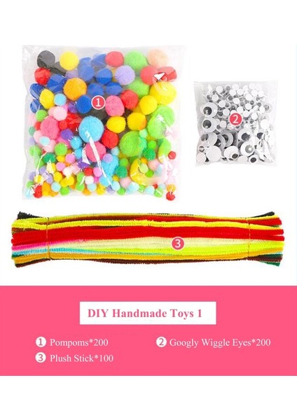 No.1 Tarzı Dıy Craft Oyuncak Seti Dondurma Çubukları Peluş Sopa Pom Poms Googly Kıpırdatmak Gözler Oyuncak Çocuklar Için Yaratıcı El Yapımı Malzeme Paketi Gyh (Yurt Dışından)