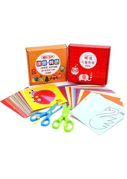 Opp Torba RENGI-96PCS Tarzı Çocuklar Karikatür Renkli Kağıt Katlama ve Kesme Oyuncaklar Çocuk Kingergarden Sanat El Sanatları Dıy Eğitici Oyuncak Çocuklar Zanaat (Yurt Dışından)