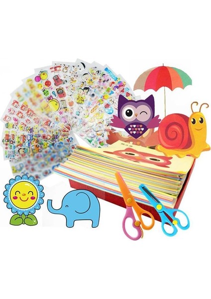 Opp Torba RENGI-96PCS Tarzı Çocuklar Karikatür Renkli Kağıt Katlama ve Kesme Oyuncaklar Çocuk Kingergarden Sanat El Sanatları Dıy Eğitici Oyuncak Çocuklar Zanaat (Yurt Dışından)