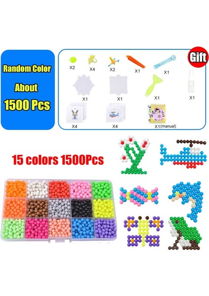 1500 Adet Tarzı Sihirli Su Yapışkan Boncuk Oyuncaklar Dıy Aquabeads El Yapımı Boncuk Oyuncak Eğitici Bulmaca Çocuk Kız Erkek Için Hama Aqua Boncuk (Yurt Dışından)