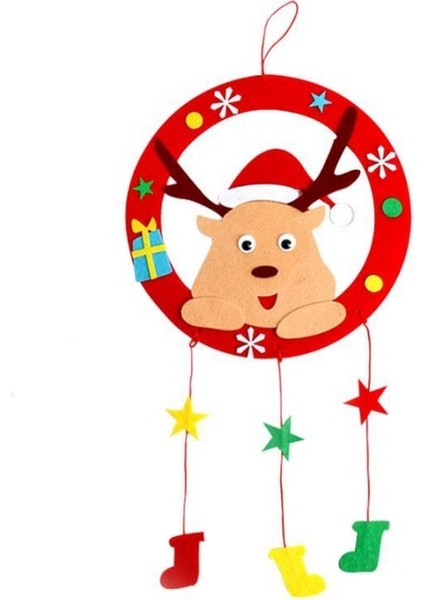 Noel Geyiği Stili Eğitici Oyuncaklar Dokunmamış Çelenk Asmak Dekorasyon Anaokulu Dıy El Yapımı Malzemeler Paketi Çocuk Noel Hediyeleri (Yurt Dışından)