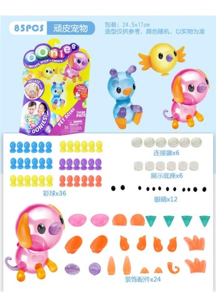 85 Adet Yaramaz Evcil Hayvan Stili Oonies Dolum Paketi Çocuk Dıy El Yapımı Yaratıcı Yapışkan Top Onoies Kabarcık Şişirme Oyuncak Masa Gametoy Balon Oyun Seti (Yurt Dışından)