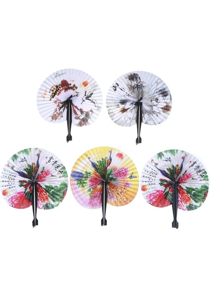 Klasik Retro Katlanır Küçük Yuvarlak Kağıt Fanı Çocuk Oyuncağı Zanaat Origami Fanı Taşınabilir Baskılı Kağıt Fanı (Yurt Dışından)