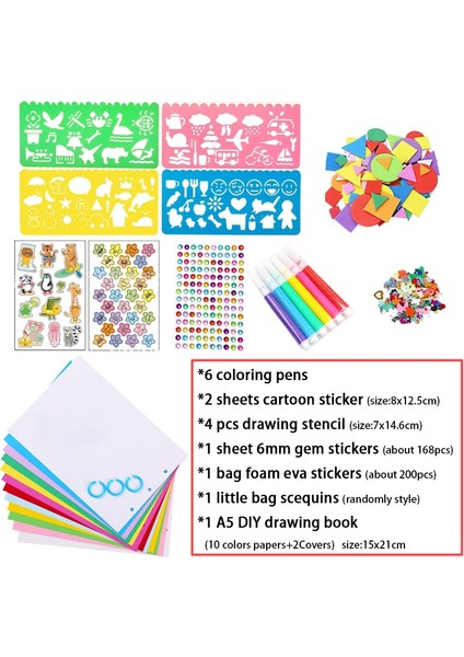 Kumral Tarzı Renkli Boru Temizleyiciler El Sanatları Kiti Popsicle Peluş Çubukları Ponponlar Çıkartmalar Dıy Sanat Malzemeleri Çocuk Çocuk Montessori Eğitim Oyuncak (Yurt Dışından)