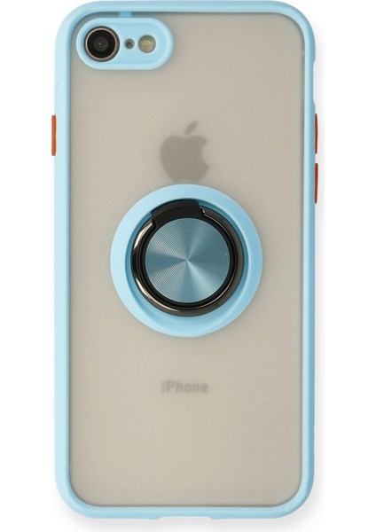 Iphone 7 Kılıf Montreal Yüzüklü Silikon Kapak - Buz Mavi 300099