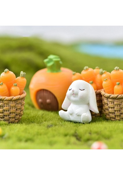 H06 Stili Mini Sevimli Reçine Tavşan Süsleme Aile Mikro Peyzaj Süsleme Tavşan Havuç Minyatür Heykeli Bahçe Bonsai Dekorasyon Oyuncak (Yurt Dışından)
