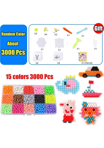 3000 Adet Tarzı Sihirli Su Yapışkan Boncuk Oyuncaklar Dıy Aquabeads El Yapımı Boncuk Oyuncak Eğitici Bulmaca Çocuk Kız Erkek Için Hama Aqua Boncuk (Yurt Dışından)