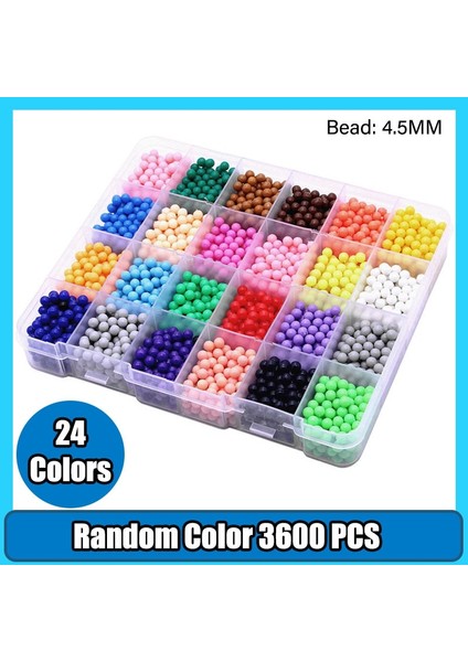 24RENK 3600 Adet Tarzı 4.5 mm Antistres Boncuk Sevimli Yaratıcı Sihirli Dolum Bulmaca Aquabeads Su Püskürtme Boncuk Seti Top Çocuk Oyunları 3D Dıy Eğitim (Yurt Dışından)