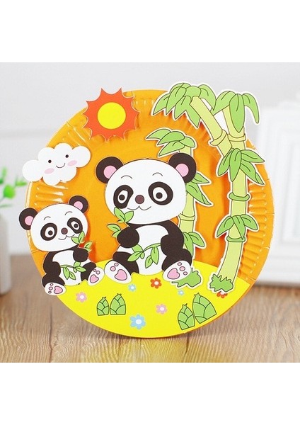 Panda Tarzı Kağıt Disk Boyama Anaokulu Malzeme Paket Plaka Etiket Boyama Çocuk Bulmaca Yaratıcı El Yapımı Çocuklar Dıy Kağıt Tabak (Yurt Dışından)
