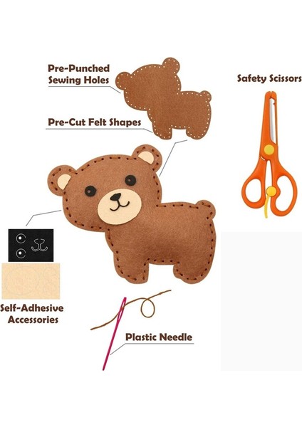 Bir Stil Woodland Hayvanlar El Sanatları Kiti Orman Yaratıkları Dıy Dikiş Çocuklar Yeni Başlayanlar Için Peluş Hayvanlar Keçe Eğitici Dikiş Seti Çocuklar Sanat Oyuncak (Yurt Dışından)