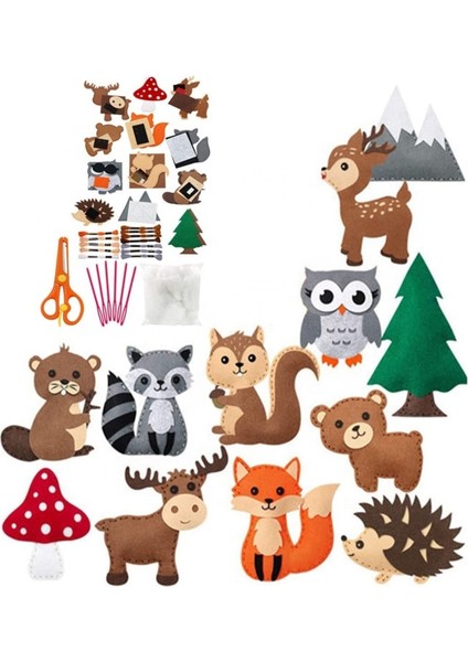 Bir Stil Woodland Hayvanlar El Sanatları Kiti Orman Yaratıkları Dıy Dikiş Çocuklar Yeni Başlayanlar Için Peluş Hayvanlar Keçe Eğitici Dikiş Seti Çocuklar Sanat Oyuncak (Yurt Dışından)