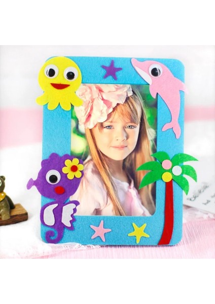Zürafa Tarzı Dıy Dokunmamış Resim Çerçevesi 3D Fotoğraf Çerçevesi Çocuklar Dokunmamış Çıkartmalar El Yapımı Dıy Oyuncaklar Malzeme Paketi Craft Oyuncaklar (Yurt Dışından)