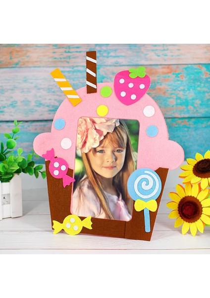 Zürafa Tarzı Dıy Dokunmamış Resim Çerçevesi 3D Fotoğraf Çerçevesi Çocuklar Dokunmamış Çıkartmalar El Yapımı Dıy Oyuncaklar Malzeme Paketi Craft Oyuncaklar (Yurt Dışından)