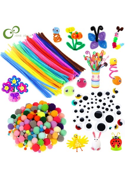 400 Ponpon 100 Gözlü Stil Renkli Peluş Sopa Ponponlar Gökkuşağı Renkleri Shilly-Stick Montessori Eğitici Dıy Oyuncaklar El Yapımı Sanat Zanaat Yaratıcılık Oyuncaklar Yjn (Yurt Dışından)