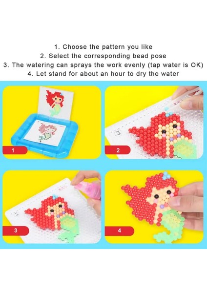 NO.1011 Tarzı Boncuk Aqua Dıy Bulmacalar 3D Kız Erkek Çocuklar Için Hama Su Seti Kiti Yıldız Okyanus Evcil Hayvan Şablonları Hayvanlar Prenses Karakter Göz Kamaştırıcı Oyuncak (Yurt Dışından)