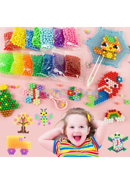 10COLORS 1200PCS Tarzı Sihirli Su Yapışkan Boncuk Oyuncaklar Dıy Aquabeads El Yapımı Boncuk Oyuncak Eğitici Bulmaca Çocuk Kız Erkek Için Hama Aqua Boncuk (Yurt Dışından)