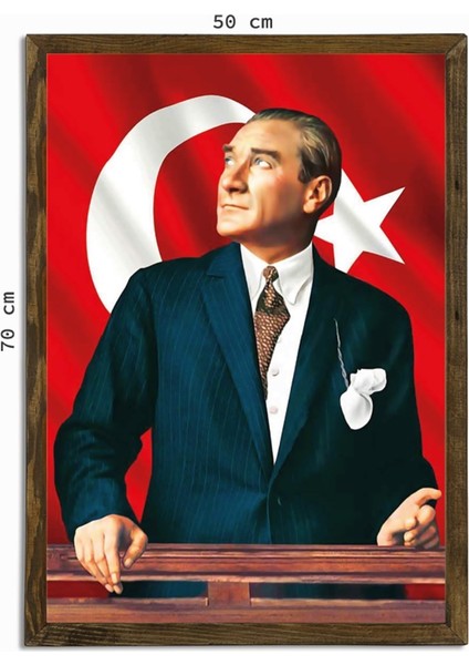 Masif Çerçeveli Ata Resim Baskılı Tablo 16