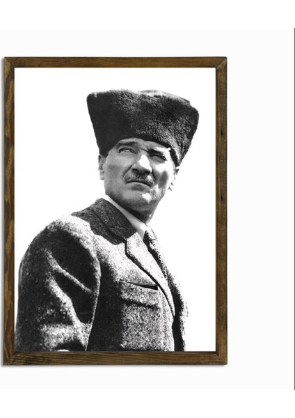 Masif Çerçeveli Ata Resim Baskılı Tablo 07
