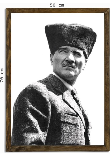 Masif Çerçeveli Ata Resim Baskılı Tablo 07
