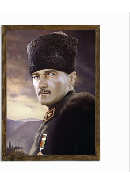 Masif Çerçeveli Ata Resim Baskılı Tablo 06 fiyatları