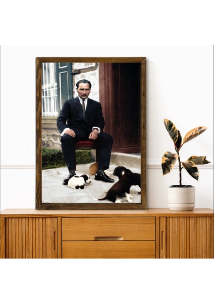 Masif Çerçeveli Ata Resim Baskılı Tablo 08