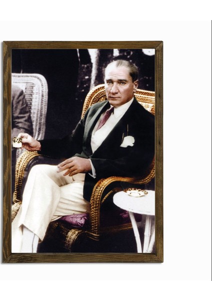 Masif Çerçeveli Ata Resim Baskılı Tablo 04