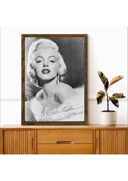 Masif Çerçeveli Marilyn Monroe Resmi Baskılı Tablo