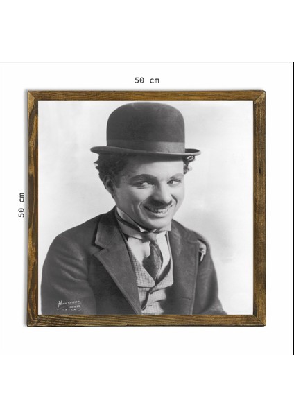Masif Çerçeveli Charlie Chaplin Resmi Baskılı Tablo
