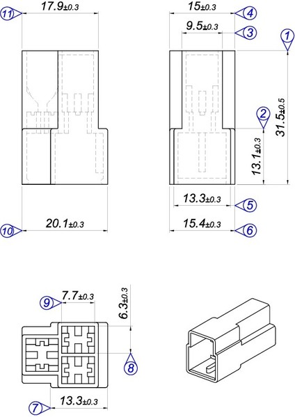 Konnektör Kılıfı - 3 Lü Dişi Konnektör 10 Adet (KD3105) modelleri