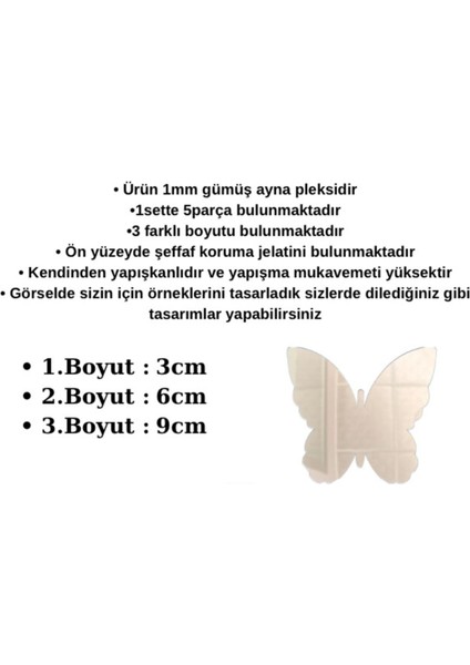 5'Li Kelebek Duvar Süsü Dekoratif Aynalı Pleksi ( Yapışkanlı ) fırsatları