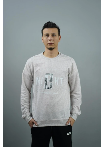 City Night Baskılı Erkek Sweatshirt