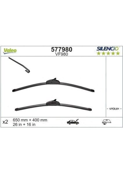 Silecek Süpürgesi Ön Muz Tipi Silencio (Sesizlik) Mitsubishi Space Wagon (650MM+400MM)