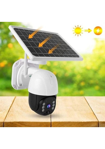 Solar Panelli Su Geçirmez Gece Görüş Destekli Wifi Bağlantılı Güvenlik Kamerası (4375)