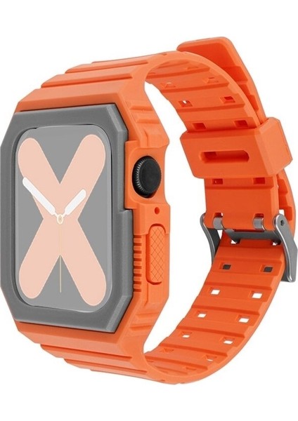Apple Watch Uyumlu Serisi 7 41MM Için Kılıfı ile Silikon Kayış (Yurt Dışından)