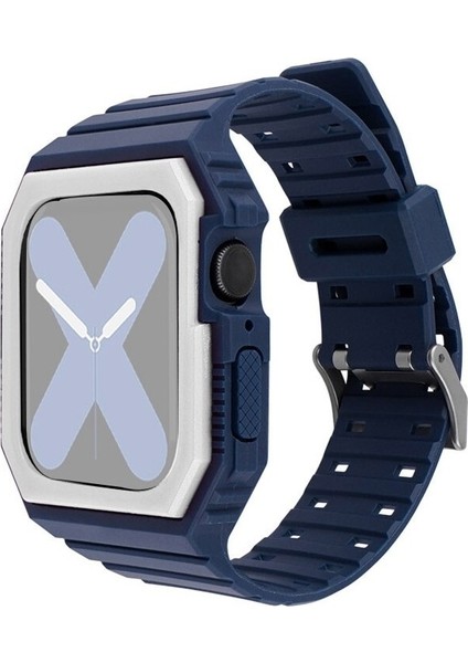 Apple Watch Uyumlu Serisi 7 41MM Için Kılıfı ile Silikon Kayış (Yurt Dışından)
