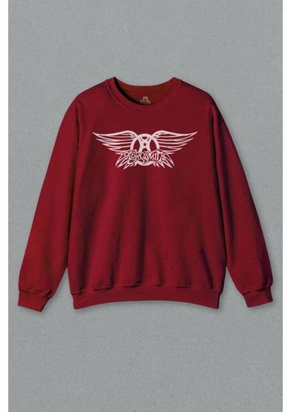Kırmızı Sweatshirt Aerosmith Guitar Gitar Rock Music Baskılı Sweat