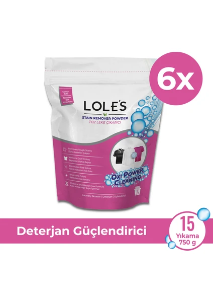 LOLE'S Toz Leke Çıkarıcı, Çamaşırlar Için, 6 X 750g, Bebek Için Güvenli, Klor Ve Çamaşır Suyu Içermez