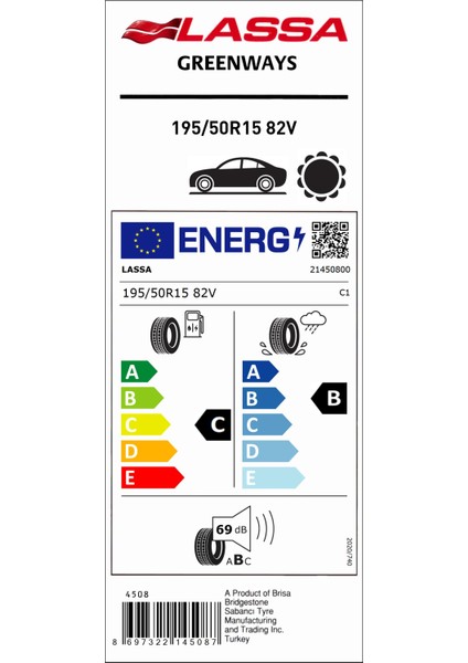 195/50 R15 82V Greenways Oto Yaz Lastiği (Üretim Yılı: 2024)