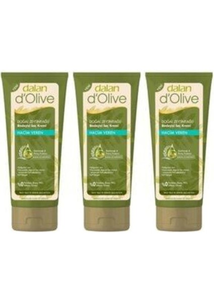 D'olive Zeytinyağlı Hacim Veren Saç Bakım Kremi 200ml 3 Adet