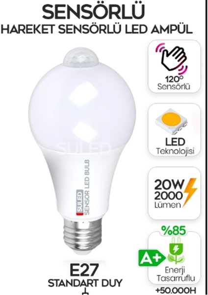 Sensörlü LED Ampul 20 Watt