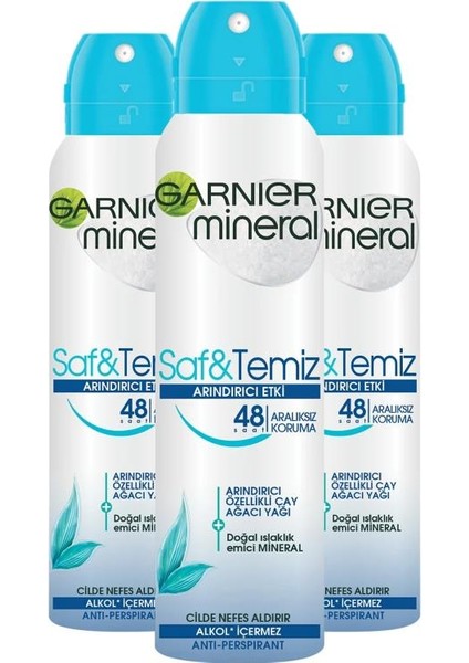 Mineral Saf&temiz Sprey Deodorant 150 ml 3'lü Set