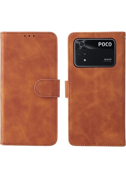 Xiaomi Poco M4 Pro 4g Deri Folio Flip Case Kart Ekleme (Yurt Dışından)