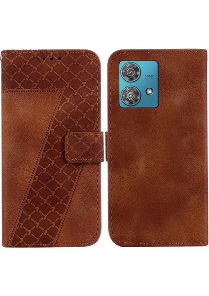 Motorola Kenar 40 Neo Kabartmalı Desen Pu Deri Flip Folio Kapak (Yurt Dışından)